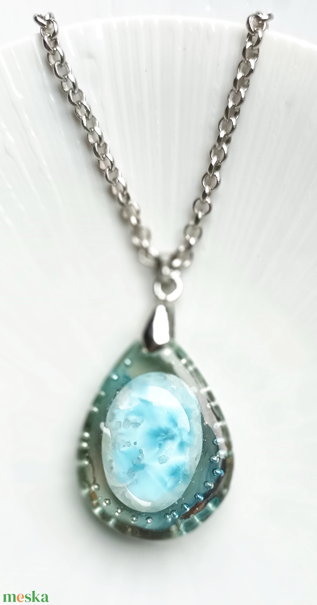 Larimár természetes ásvány nyaklánc - ékszer - nyaklánc - medálos nyaklánc - Meska.hu