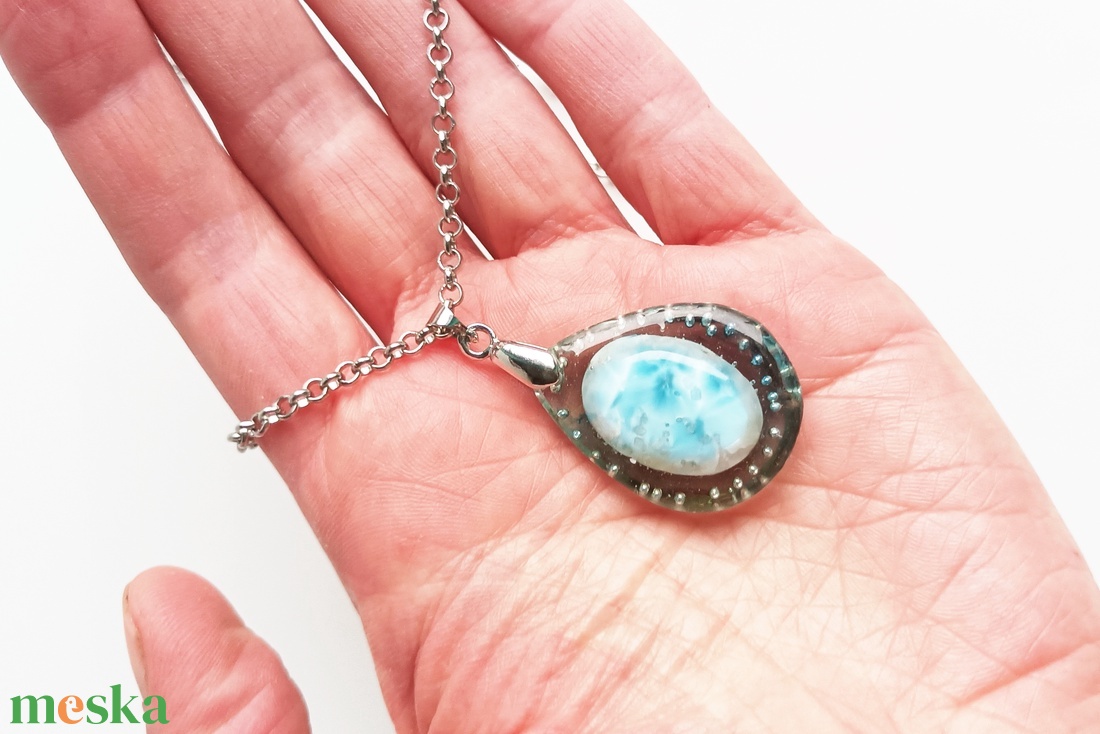 Larimár természetes ásvány nyaklánc - ékszer - nyaklánc - medálos nyaklánc - Meska.hu