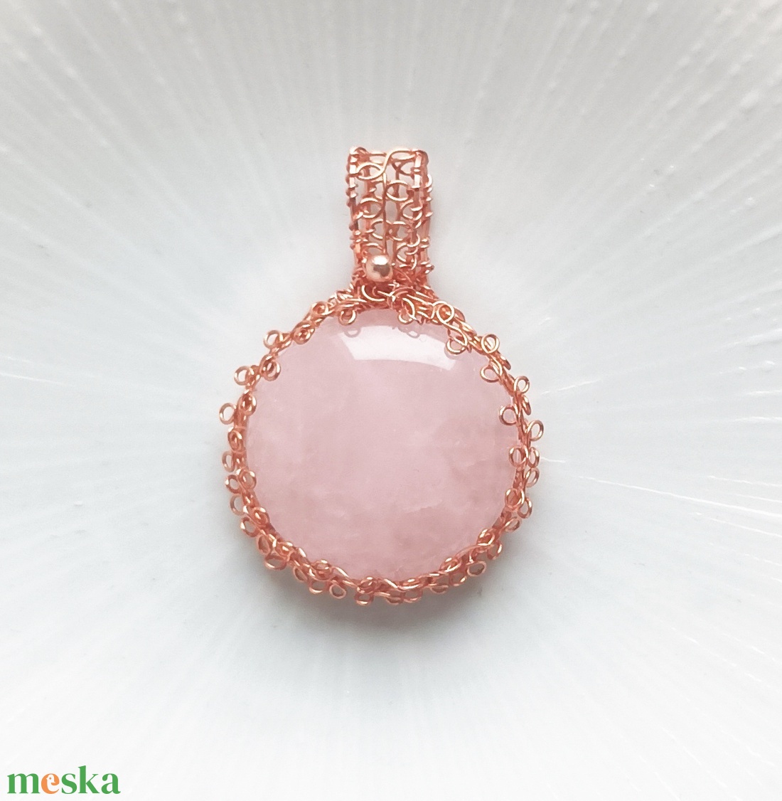 Rózsakvarc valódi ásvány medál - ékszer - nyaklánc - medálos nyaklánc - Meska.hu