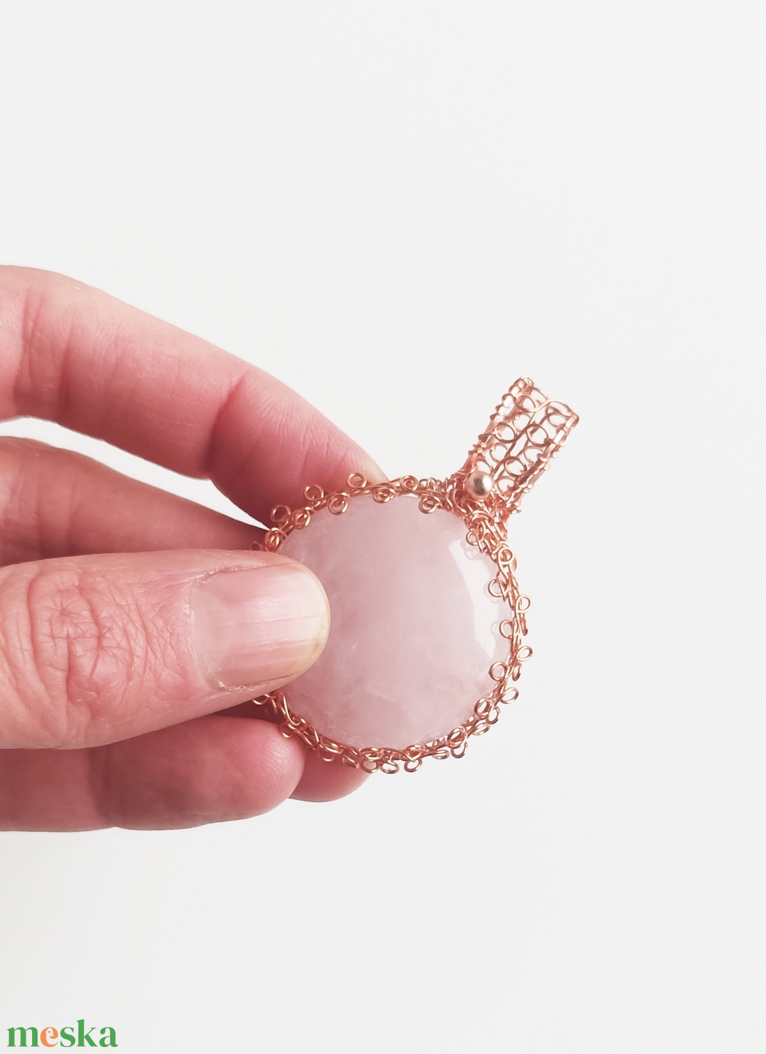 Rózsakvarc valódi ásvány medál - ékszer - nyaklánc - medálos nyaklánc - Meska.hu