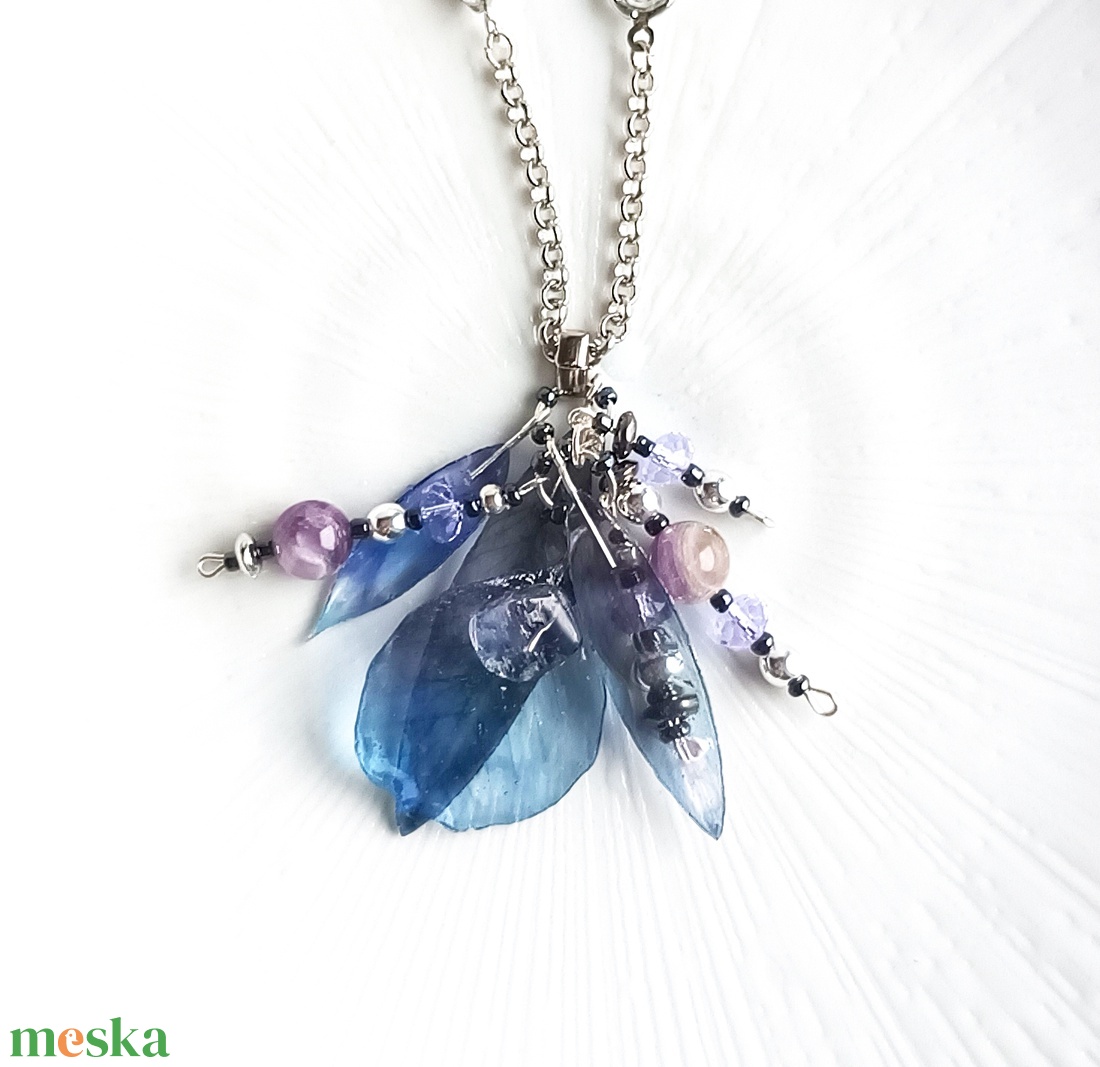 Ametiszt gyöngyös valódi ásvány nyaklánc - ékszer - nyaklánc - medálos nyaklánc - Meska.hu