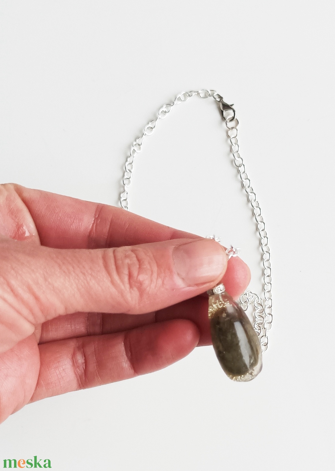 Füstkvarc/türkiz valódi ásvány medál - ékszer - nyaklánc - medál - Meska.hu