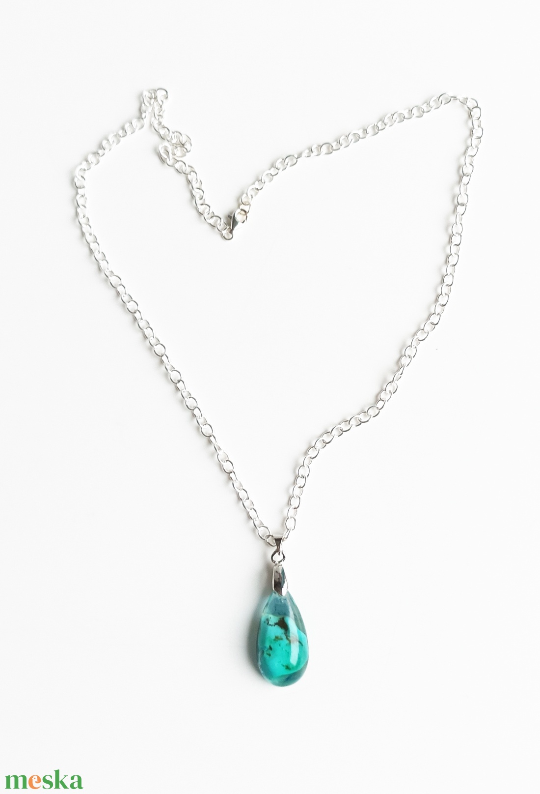 Füstkvarc/türkiz valódi ásvány medál - ékszer - nyaklánc - medál - Meska.hu