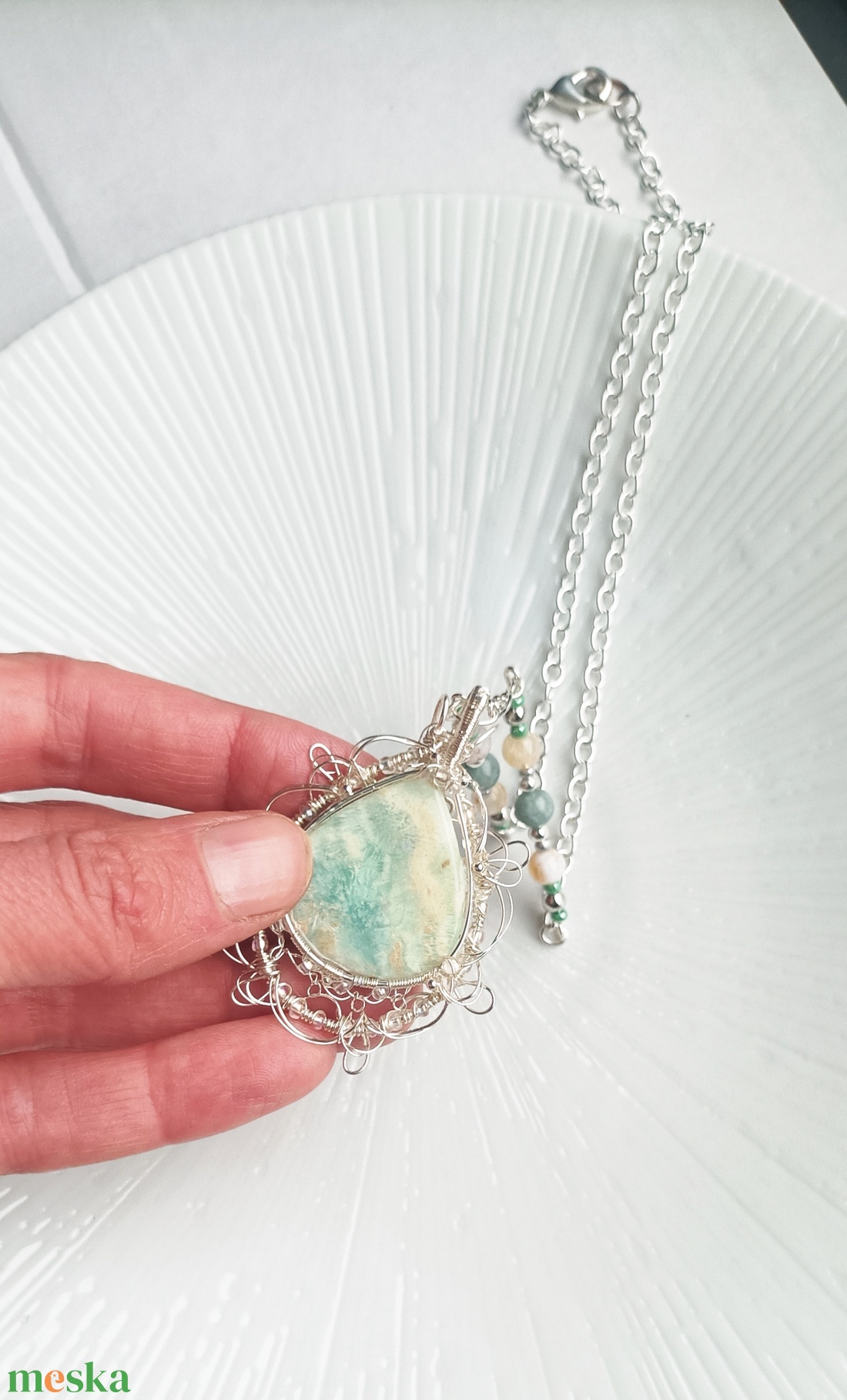 Larimár és Jade valódi ásvány ékszer szett - esküvő - ékszer - ékszerszett - Meska.hu