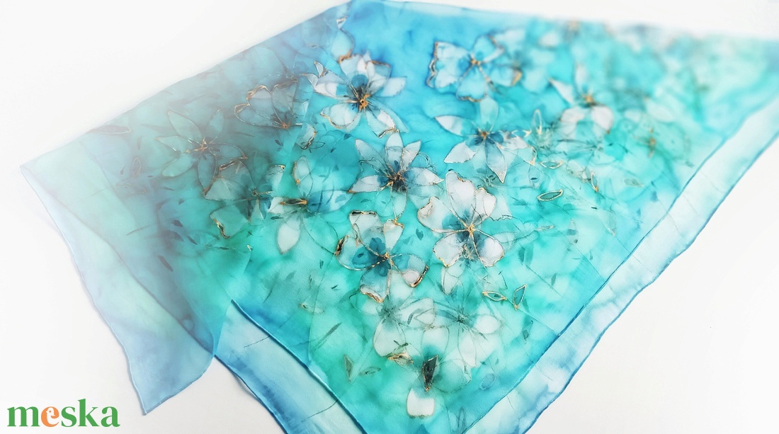 Csillagvirágok tiszta selyem kendő - ruha & divat - sál, sapka, kendő - sál - Meska.hu