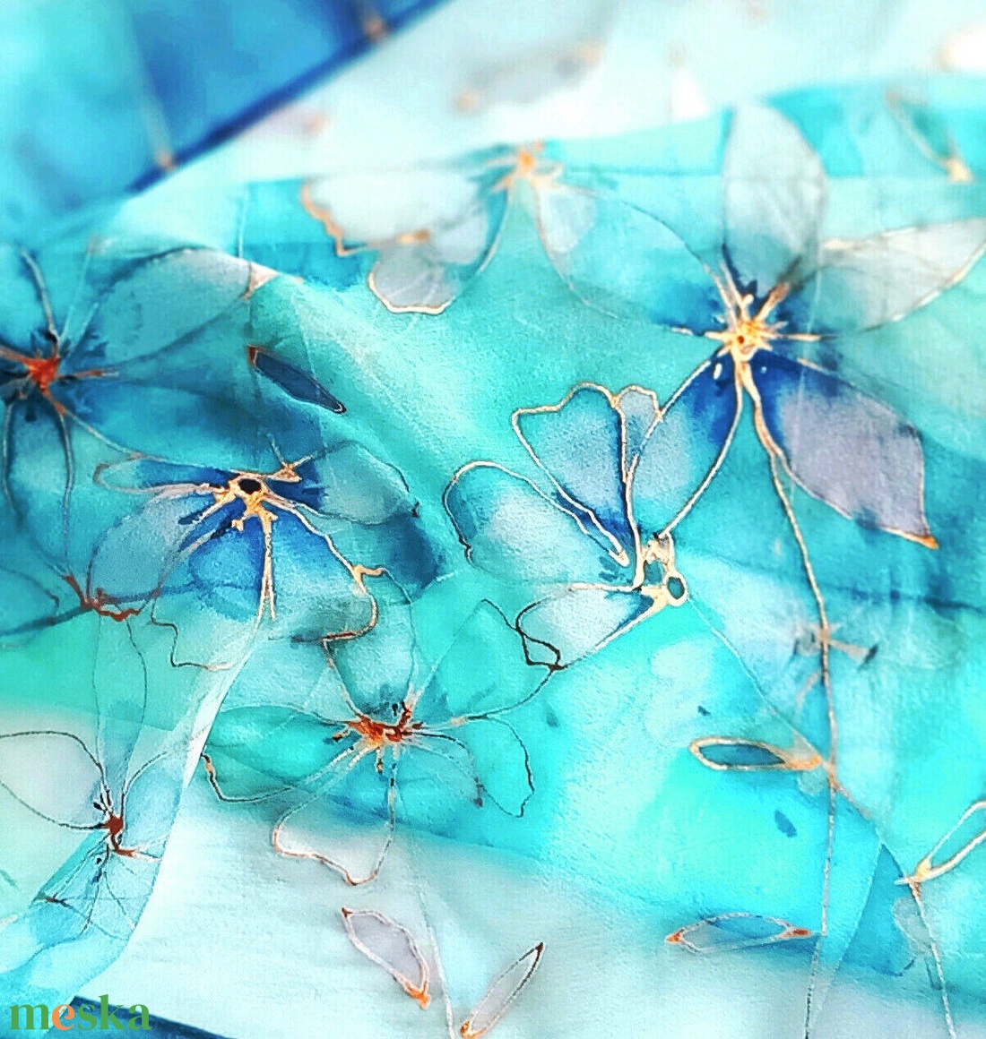 Csillagvirágok tiszta selyem kendő - ruha & divat - sál, sapka, kendő - sál - Meska.hu