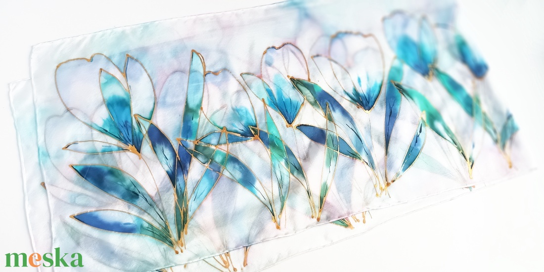 Akvarella tiszta selyem sál - ruha & divat - sál, sapka, kendő - sál - Meska.hu