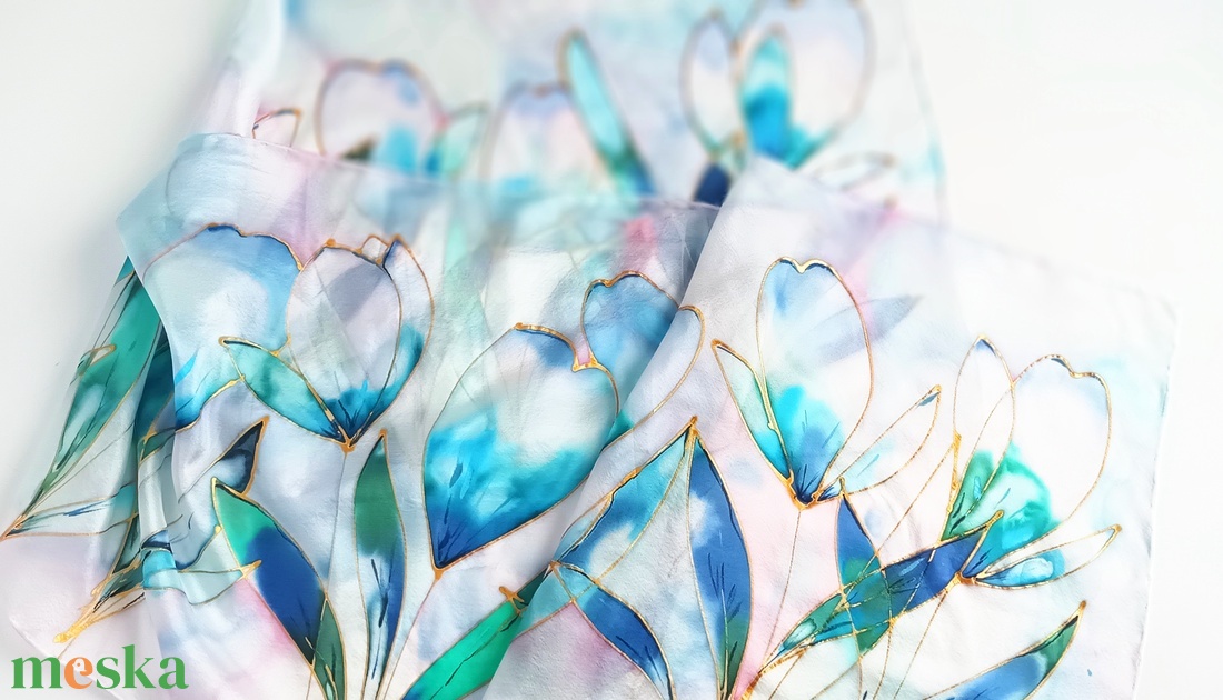 Akvarella tiszta selyem sál - ruha & divat - sál, sapka, kendő - sál - Meska.hu