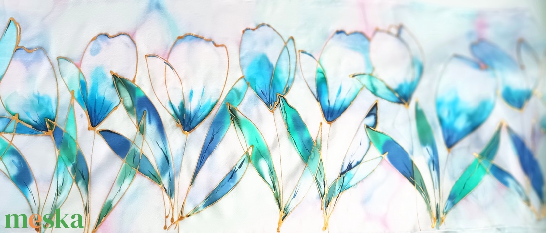 Akvarella tiszta selyem sál - ruha & divat - sál, sapka, kendő - sál - Meska.hu