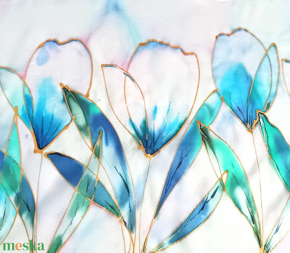 Akvarella tiszta selyem sál - ruha & divat - sál, sapka, kendő - sál - Meska.hu