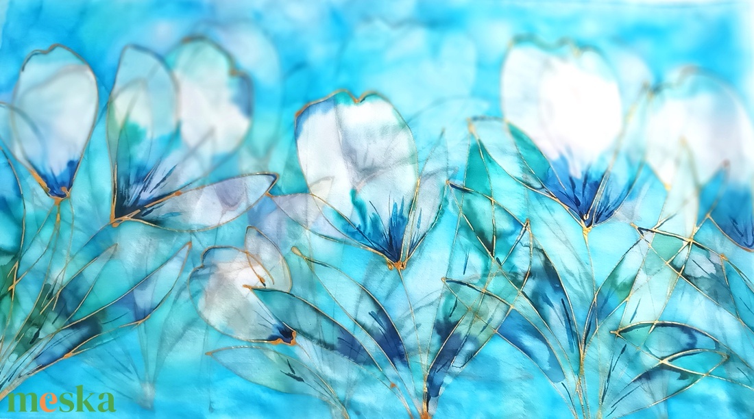 Ébredő tavasz tiszta selyem sál - ruha & divat - sál, sapka, kendő - sál - Meska.hu