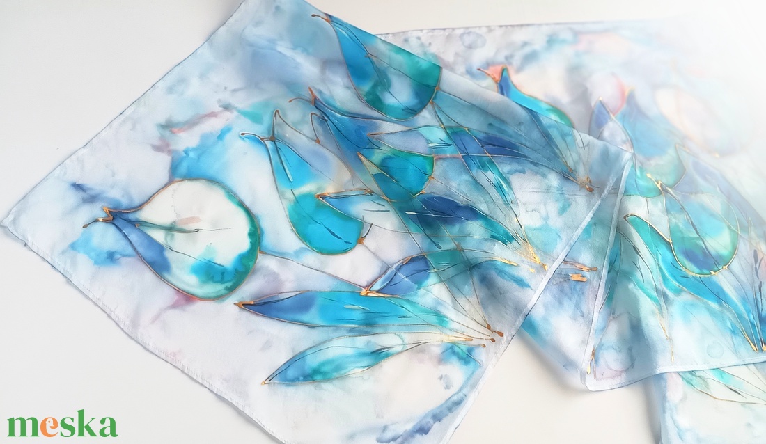 Esős tulipánok tiszta selyem sál - ruha & divat - sál, sapka, kendő - sál - Meska.hu