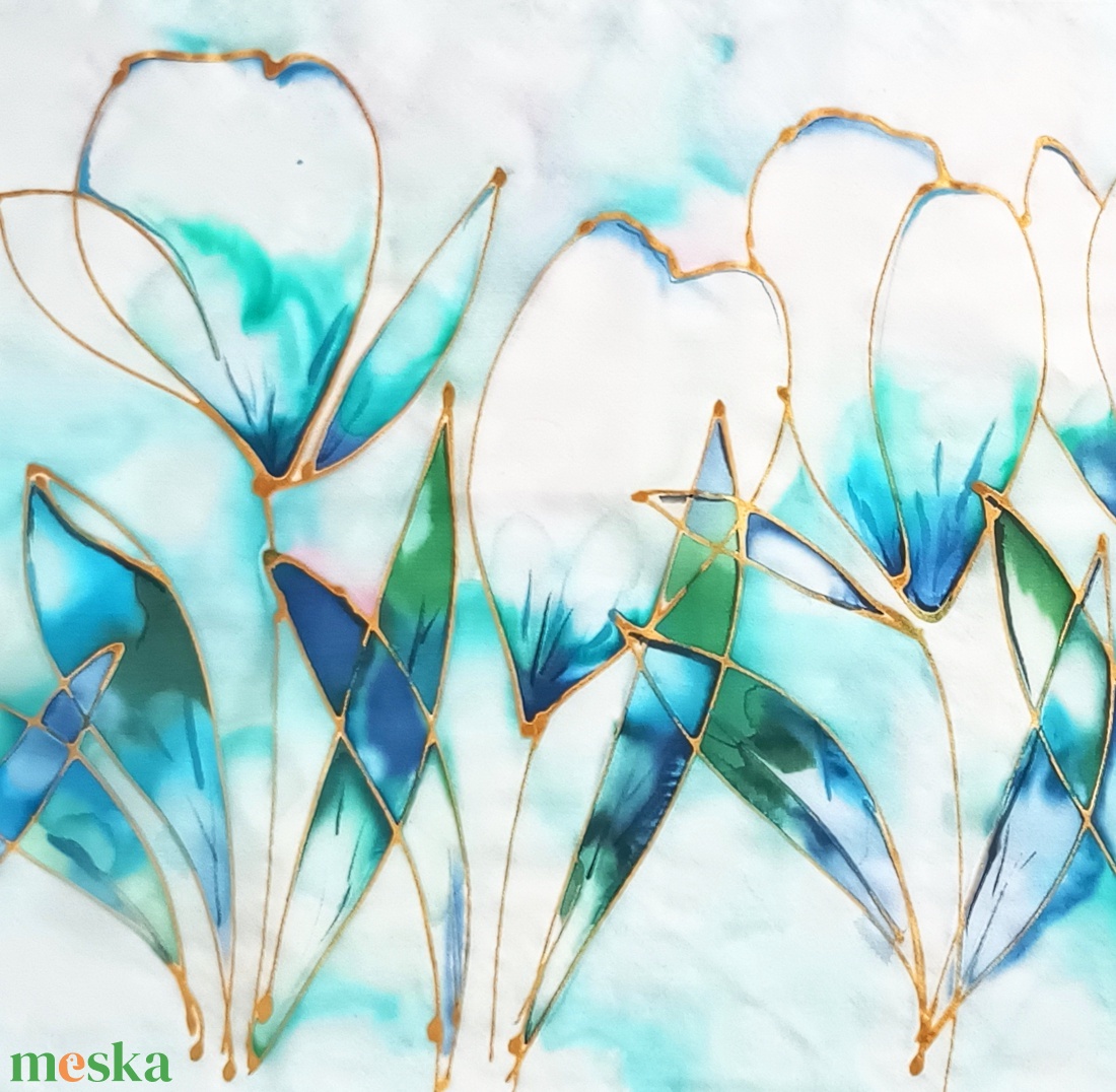 Aquarell tiszta selyem sál - ruha & divat - sál, sapka, kendő - sál - Meska.hu