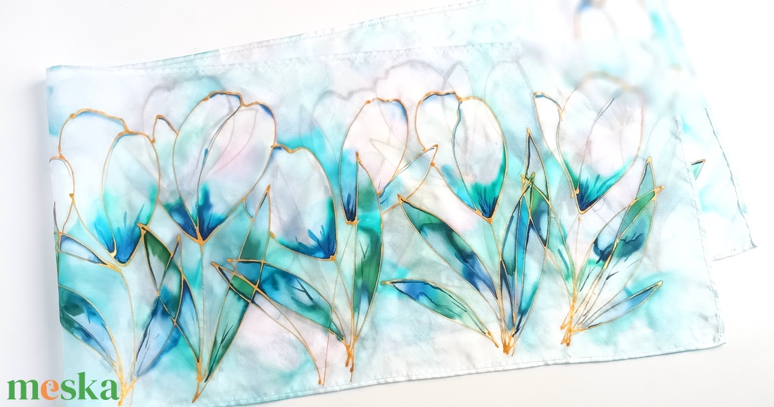 Aquarell tiszta selyem sál - ruha & divat - sál, sapka, kendő - sál - Meska.hu