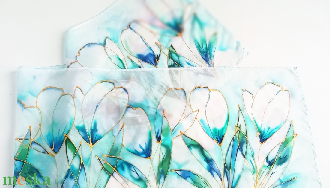 Aquarell tiszta selyem sál - ruha & divat - sál, sapka, kendő - sál - Meska.hu