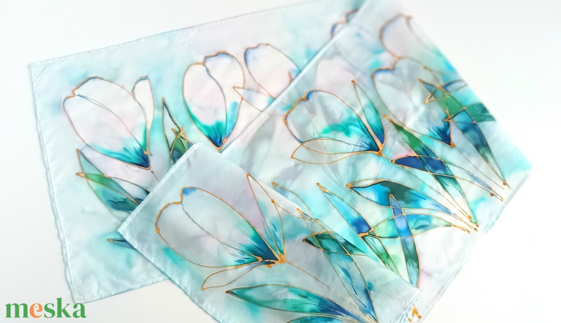 Aquarell tiszta selyem sál - ruha & divat - sál, sapka, kendő - sál - Meska.hu