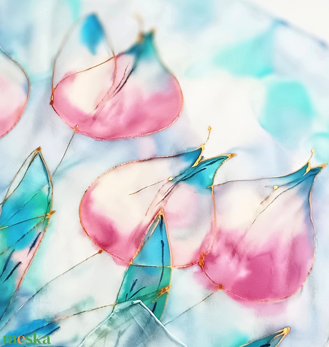 Félénk tulipánok tiszta selyem kendő - ruha & divat - sál, sapka, kendő - sál - Meska.hu