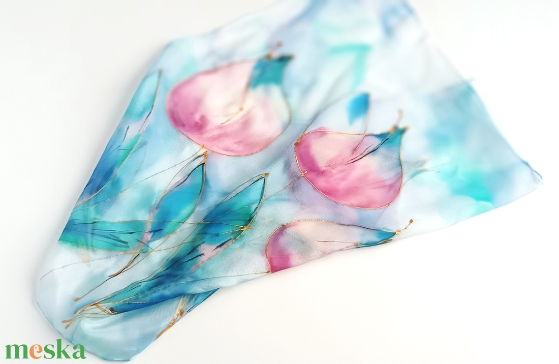 Félénk tulipánok tiszta selyem kendő - ruha & divat - sál, sapka, kendő - sál - Meska.hu