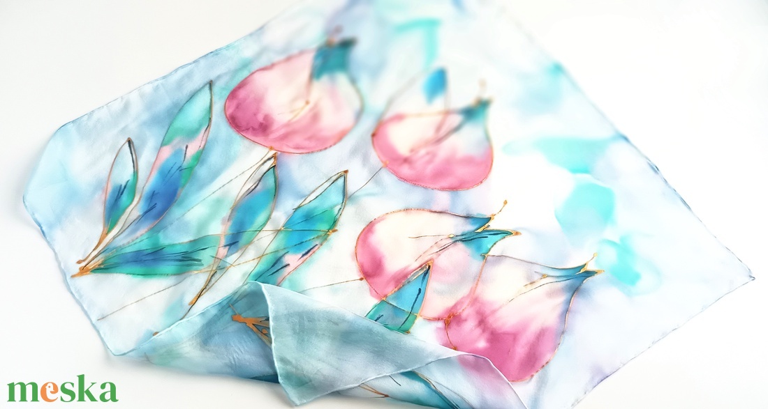 Félénk tulipánok tiszta selyem kendő - ruha & divat - sál, sapka, kendő - sál - Meska.hu