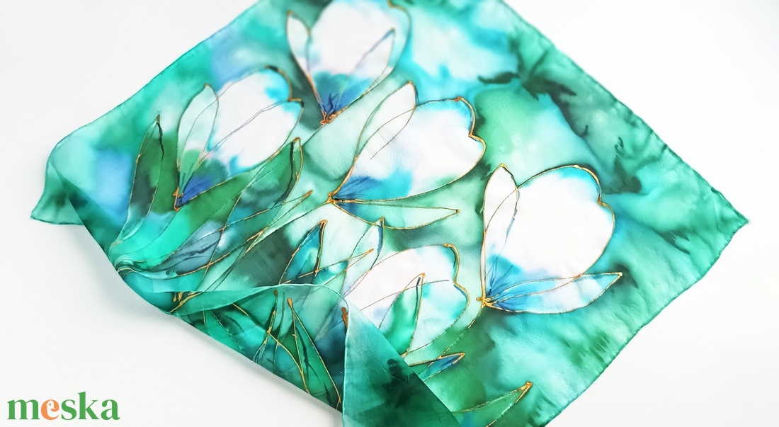 Liliomok álma tiszta selyem kendő - ruha & divat - sál, sapka, kendő - sál - Meska.hu