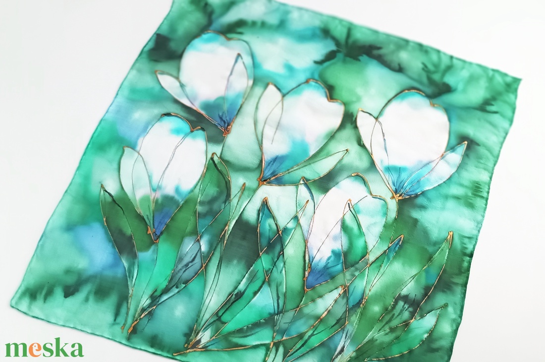 Liliomok álma tiszta selyem kendő - ruha & divat - sál, sapka, kendő - sál - Meska.hu