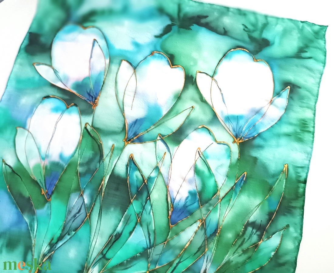 Liliomok álma tiszta selyem kendő - ruha & divat - sál, sapka, kendő - sál - Meska.hu