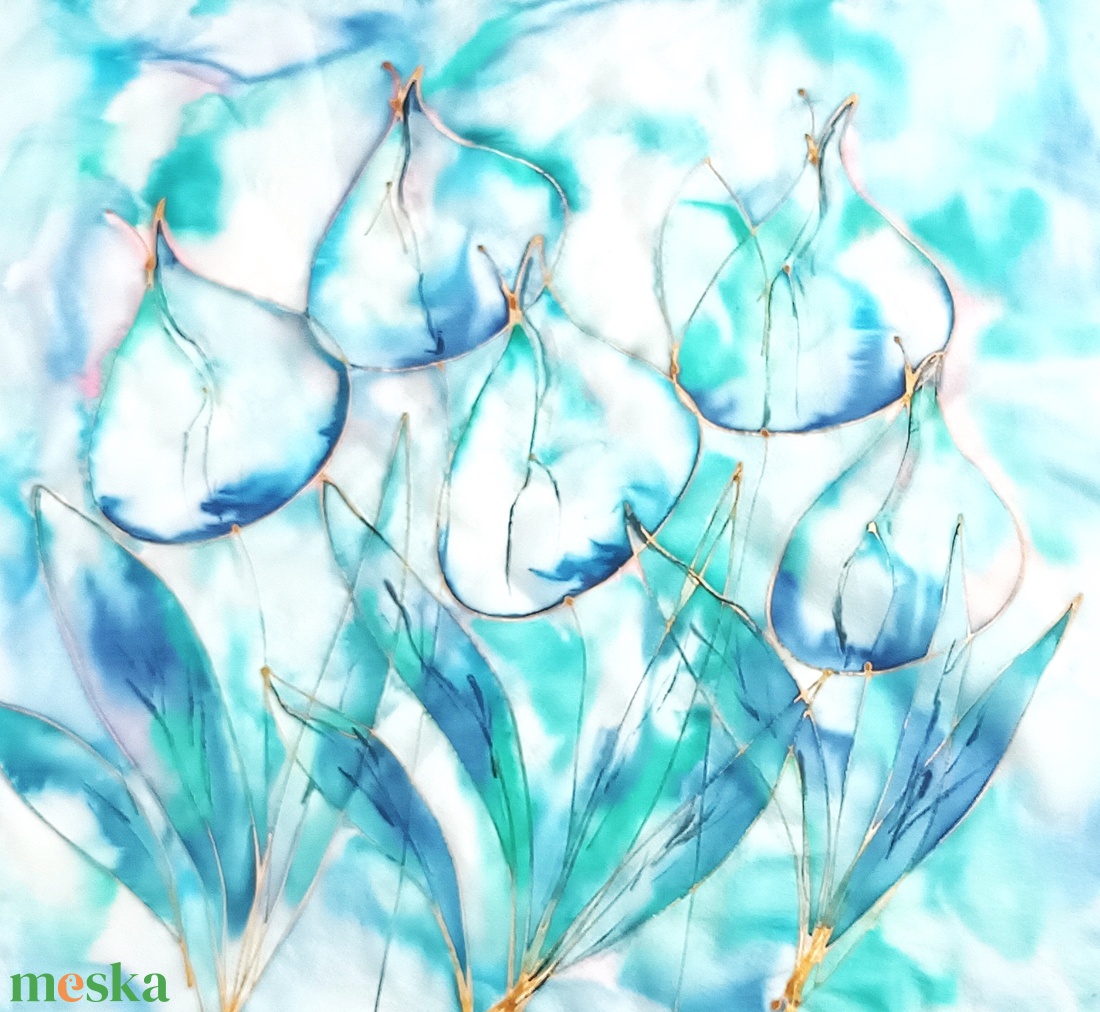 Aquamarin tiszta selyem kendő - ruha & divat - sál, sapka, kendő - sál - Meska.hu