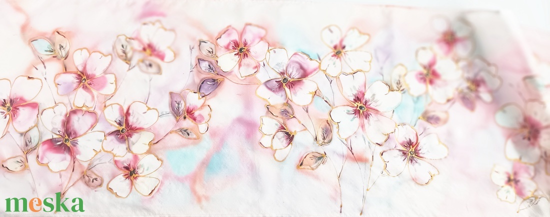 Tündérkert tiszta selyem sál - ruha & divat - sál, sapka, kendő - sál - Meska.hu