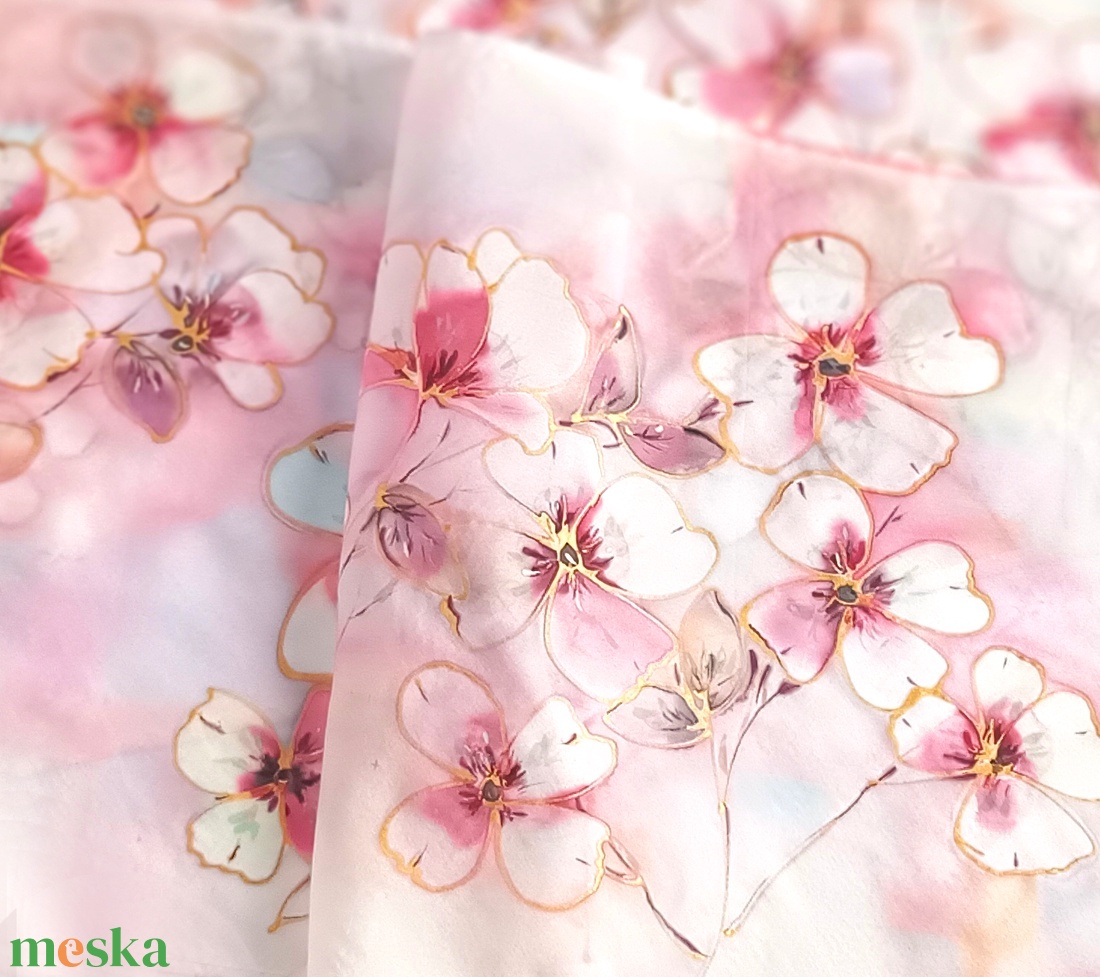 Tündérkert tiszta selyem sál - ruha & divat - sál, sapka, kendő - sál - Meska.hu