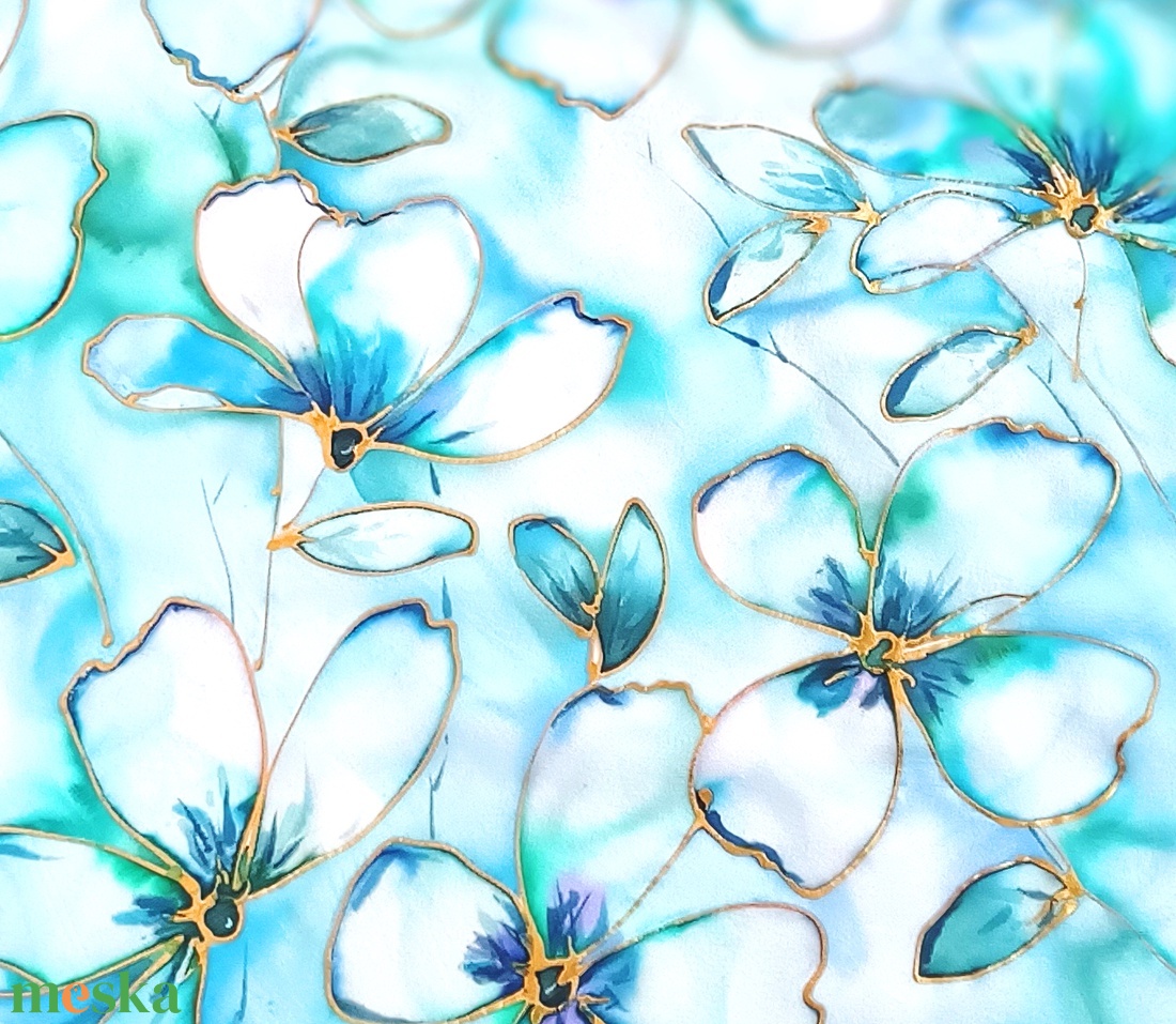 Jeges csillogás selyem kendő - ruha & divat - sál, sapka, kendő - sál - Meska.hu