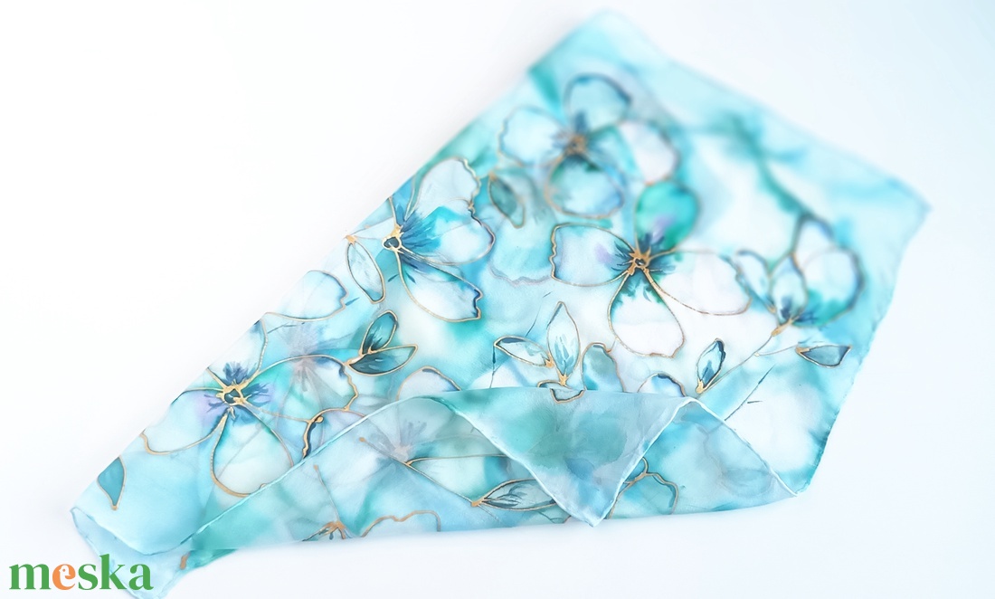 Jeges csillogás selyem kendő - ruha & divat - sál, sapka, kendő - sál - Meska.hu