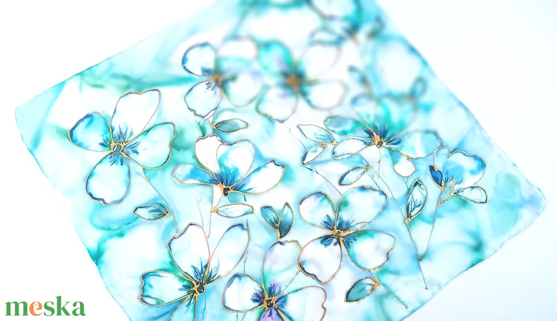 Jeges csillogás selyem kendő - ruha & divat - sál, sapka, kendő - sál - Meska.hu