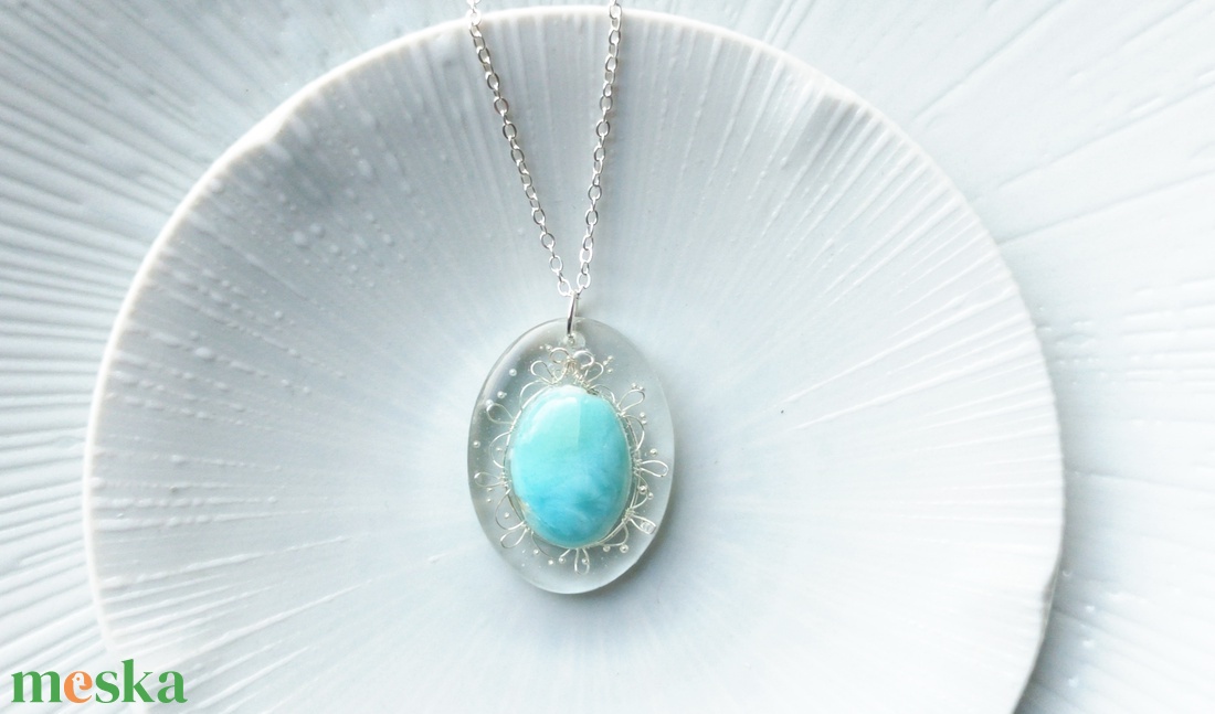 Díszdobozos valódi Larimár ásványékszer szett - ruha & divat - sál, sapka, kendő - sál - Meska.hu