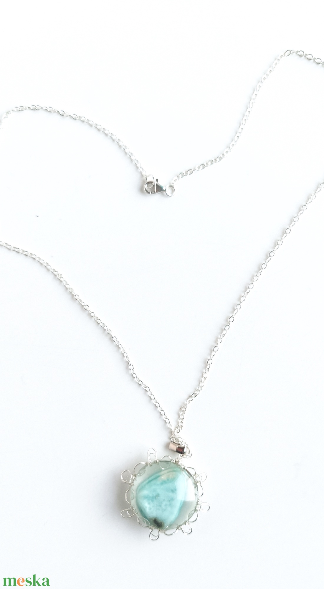 Larimár természetes ásvány nyaklánc - ékszer - nyaklánc - medálos nyaklánc - Meska.hu