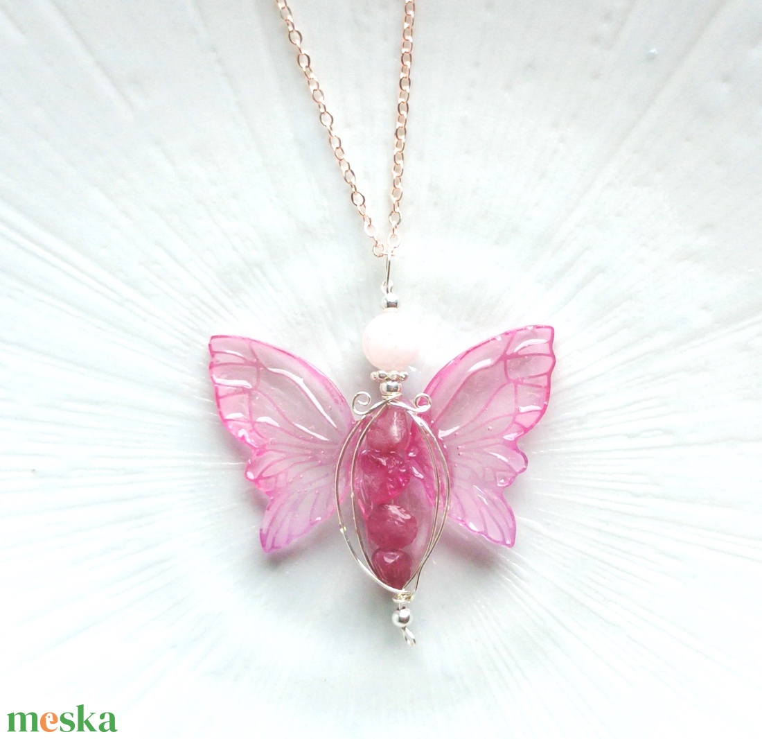 Rőzsaszín turmalin természetes ásvány nyaklánc - ékszer - nyaklánc - medálos nyaklánc - Meska.hu
