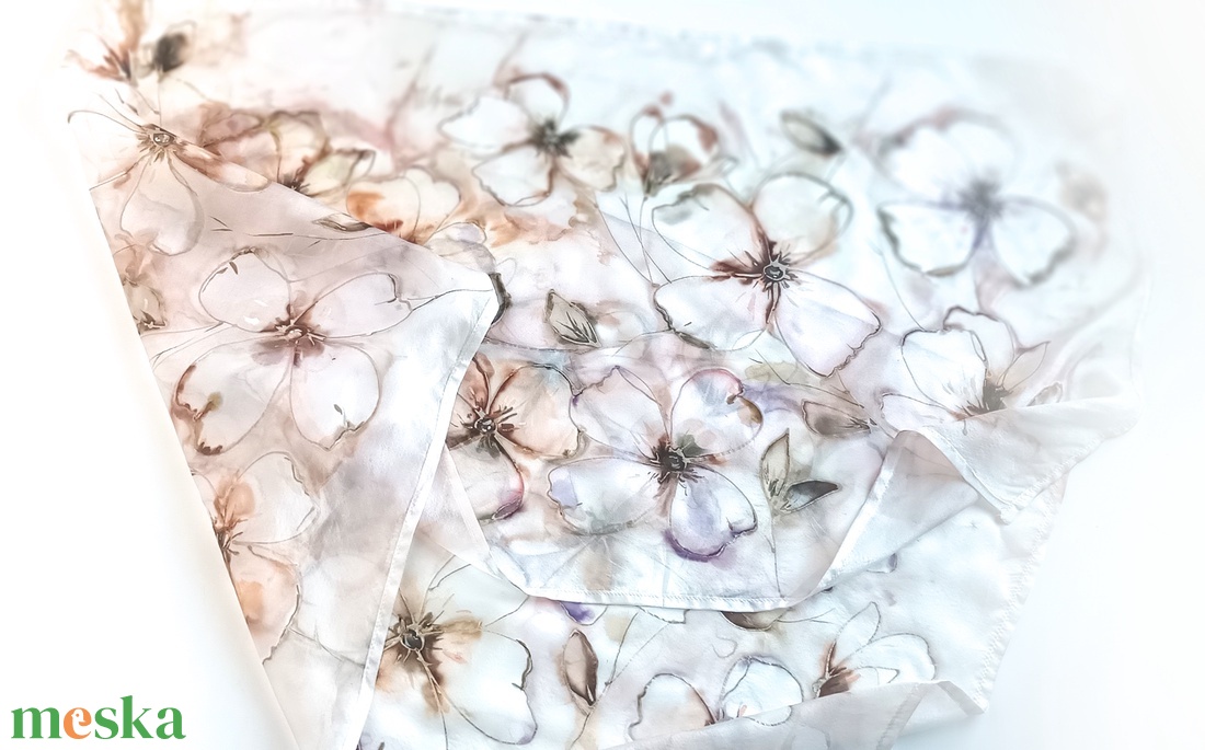 Cappuccino tiszta selyem sál - ruha & divat - sál, sapka, kendő - sál - Meska.hu