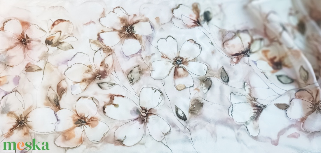 Cappuccino tiszta selyem sál - ruha & divat - sál, sapka, kendő - sál - Meska.hu