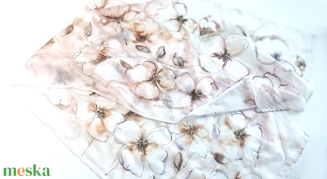 Cappuccino tiszta selyem sál - ruha & divat - sál, sapka, kendő - sál - Meska.hu