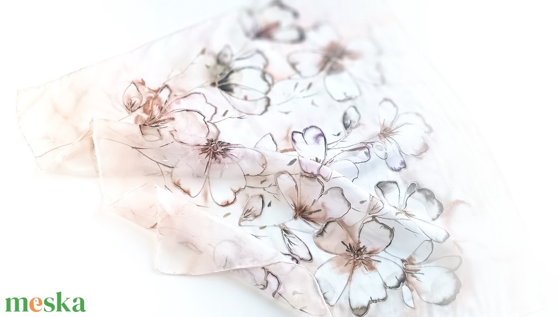 Caffé Latte tiszta selyem kendő - ruha & divat - sál, sapka, kendő - sál - Meska.hu