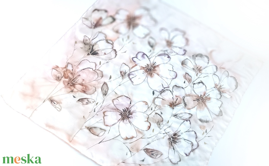 Caffé Latte tiszta selyem kendő - ruha & divat - sál, sapka, kendő - sál - Meska.hu