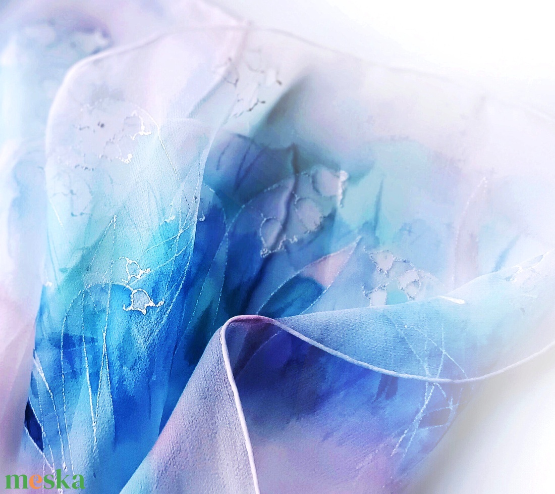 Gyöngyvirágos tiszta selyem sál - ruha & divat - sál, sapka, kendő - sál - Meska.hu