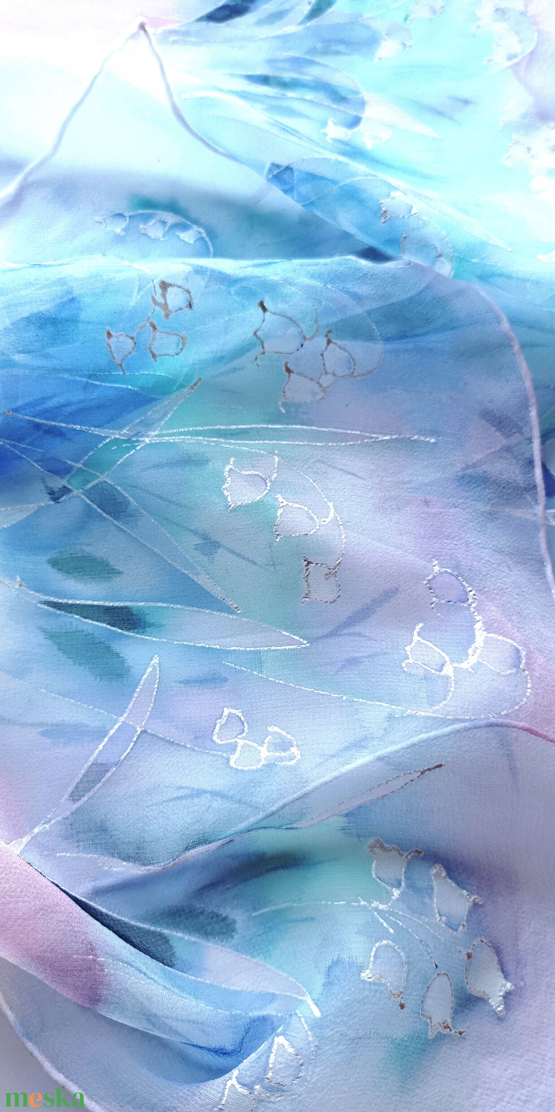 Gyöngyvirágos tiszta selyem sál - ruha & divat - sál, sapka, kendő - sál - Meska.hu