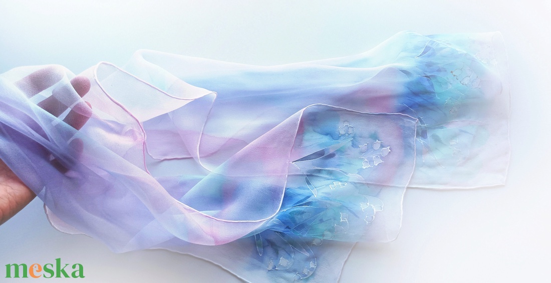 Gyöngyvirágos tiszta selyem sál - ruha & divat - sál, sapka, kendő - sál - Meska.hu