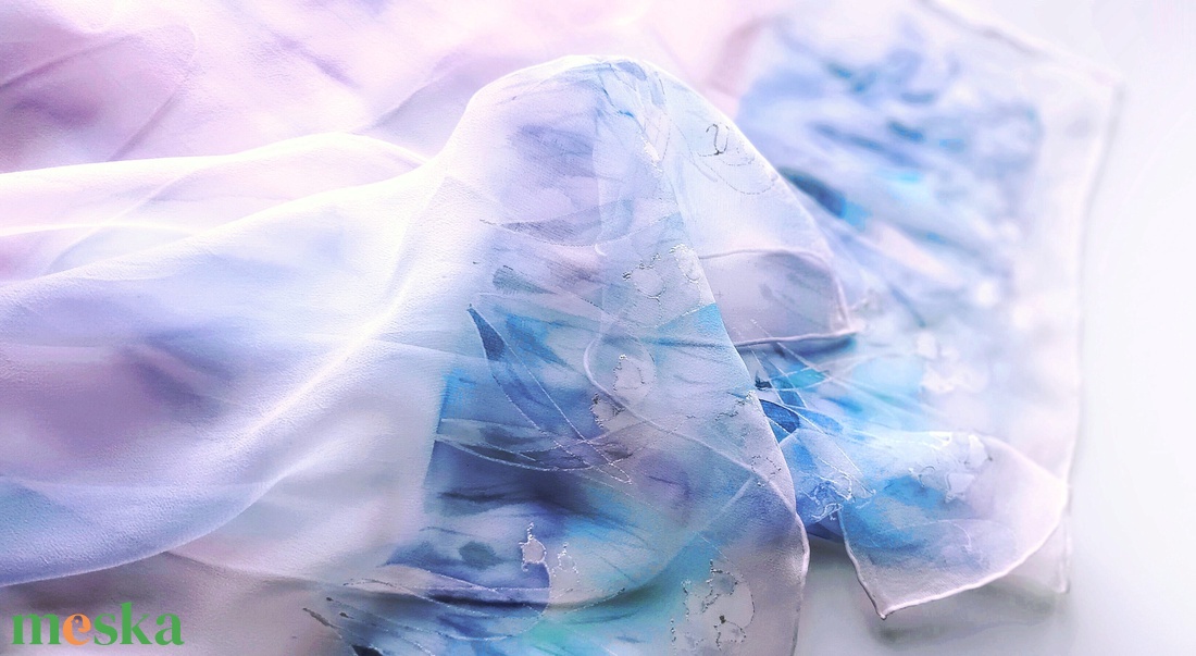 Gyöngyvirágos tiszta selyem sál - ruha & divat - sál, sapka, kendő - sál - Meska.hu