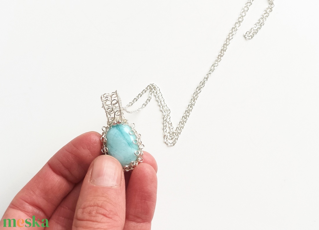 Díszdobozos valódi Larimár ásványékszer szett - ruha & divat - sál, sapka, kendő - sál - Meska.hu