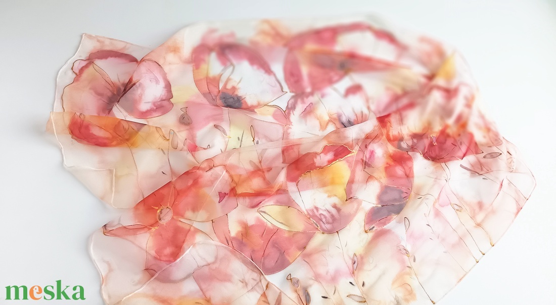 Pipacsmező tiszta selyem sál - ruha & divat - sál, sapka, kendő - sál - Meska.hu