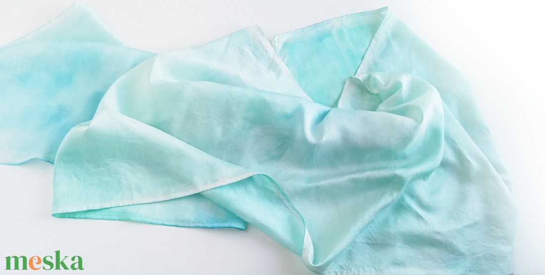 Türkiz tiszta selyem stóla - ruha & divat - sál, sapka, kendő - sál - Meska.hu