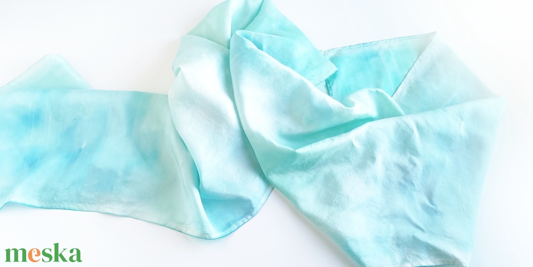 Türkiz tiszta selyem stóla - ruha & divat - sál, sapka, kendő - sál - Meska.hu