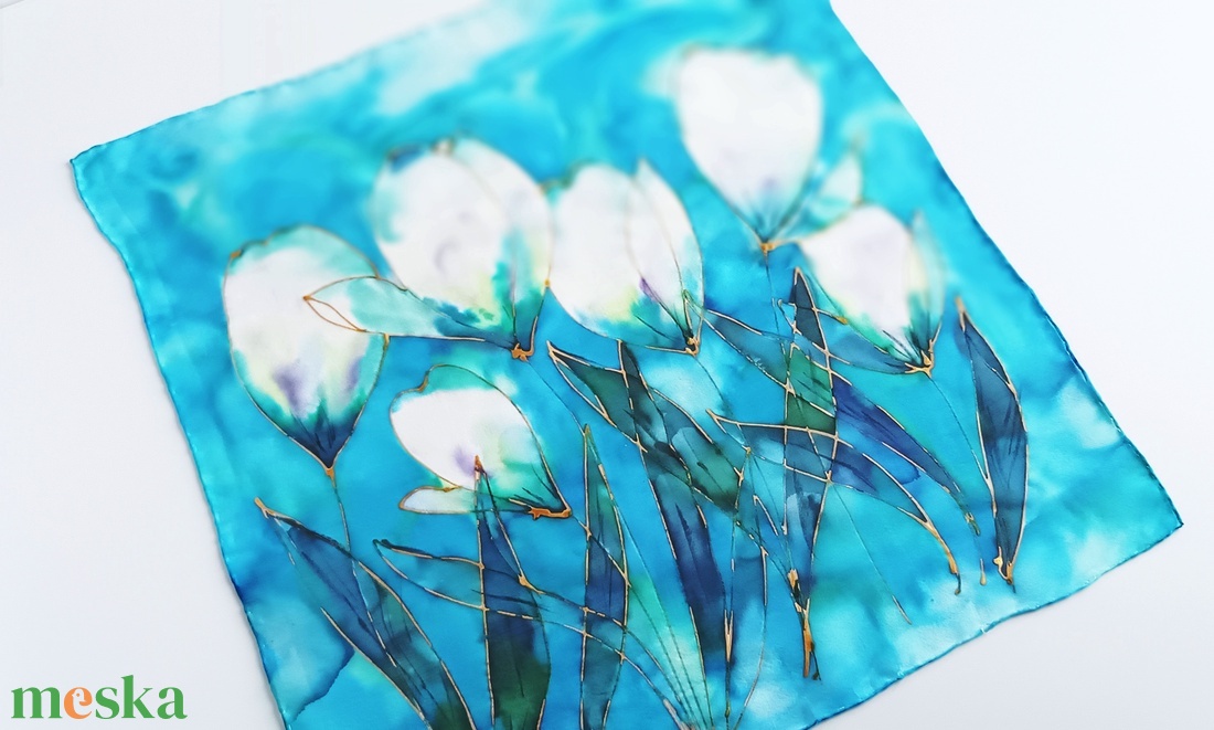 Tündöklő liliomok tiszta selyem kendő - ruha & divat - sál, sapka, kendő - sál - Meska.hu