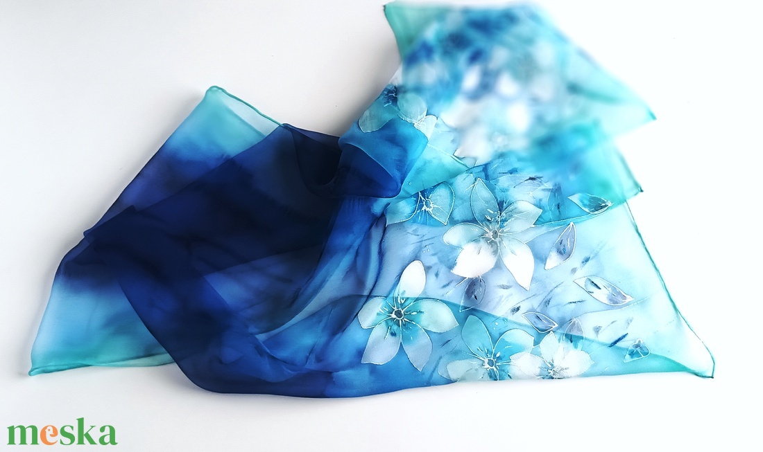 Csillagfényes éj tiszta selyem sál - ruha & divat - sál, sapka, kendő - sál - Meska.hu